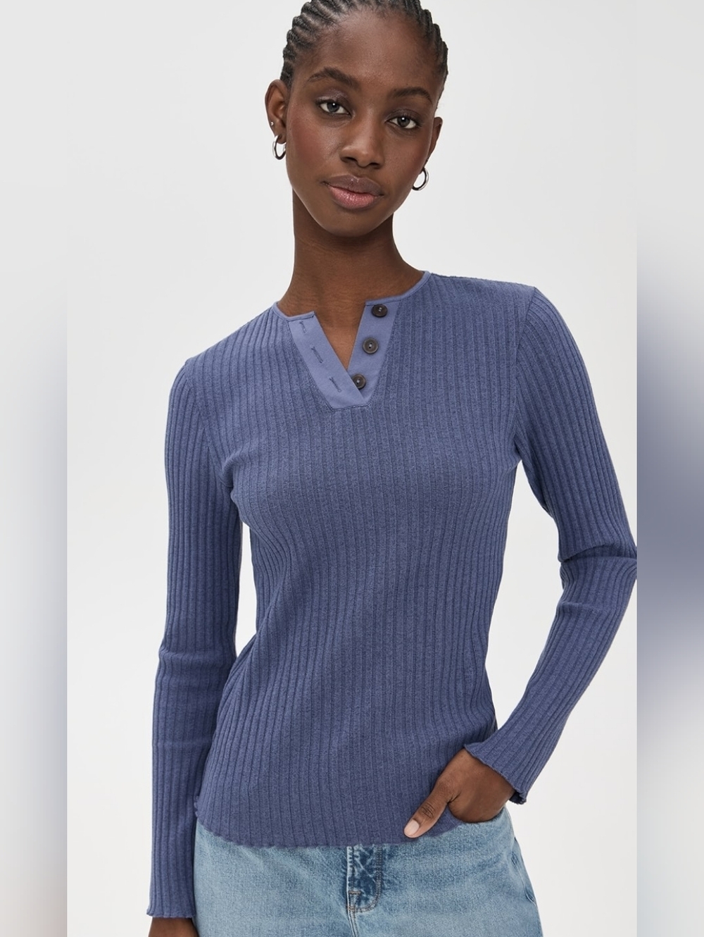 Vince • Rib Long Sleeve Henley Top